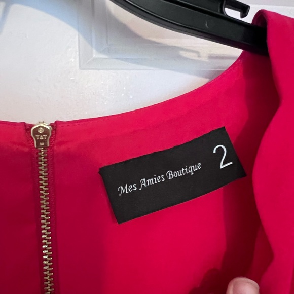 Pink Scallop Neckline Cocktail Dress - Picture 3 of 4